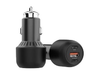eSTUFF - Strömadapter för bil - 65 Watt - 3.25 A - PD, QC 3.0 - 3 utdatakontakter (USB, 2 x USB-C) - svart