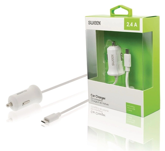 Billaddare 2.4 A Micro USB Vit