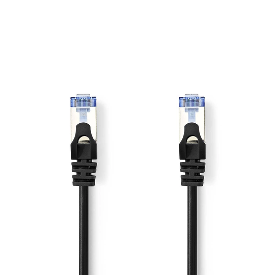Cat 6a kabel | S/FTP | RJ45 hane | RJ45 hane | 0.50 m | Snagless | Rund | LSZH | Svart | Plastpåse