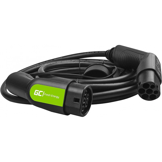 Greencell Laddkabel Elbil Ev07 Typ2 5M 7,2Kw 32A 1-Fas Svart Ip55