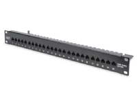 DIGITUS Professional ISDN Panel DN-91325-1-B - Patch-panel - rackmontering - RJ-45 X 25 - svart, RAL 9005 - 1U - 19