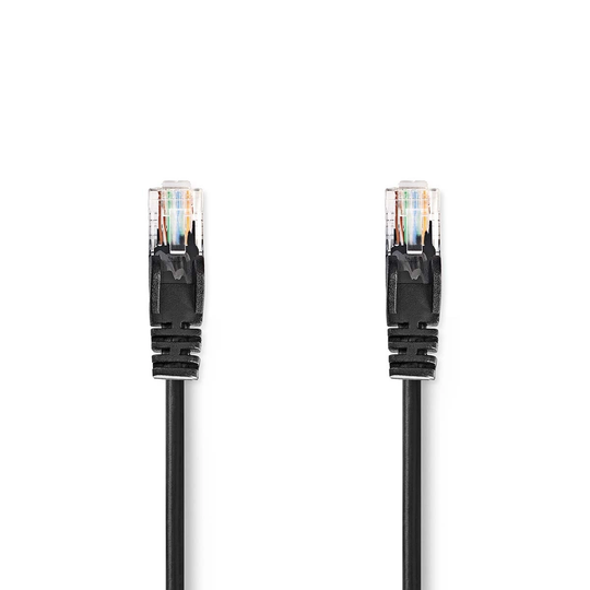 Cat 5e kabel | U/UTP | RJ45 hane | RJ45 hane | 0.50 m | Rund | PVC | Svart | Kuvert