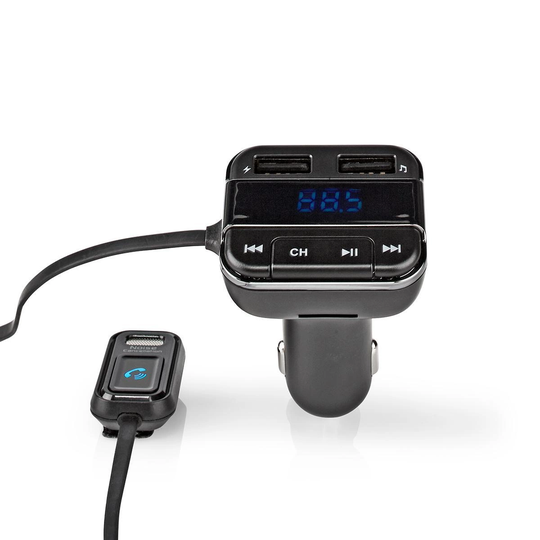 Bil FM-sändare | Trådlösa samtal | LED Skärm | Bluetooth | Google Assistant / Siri | Grå / Svart