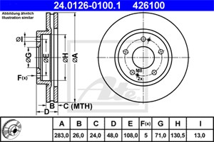 Bromsskiva, Framaxel, citroën xm, xm break, peugeot 605, 4246 F4, 4246 F6, 4246 N8, 95 661 813, 96 099 616