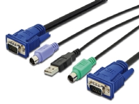 DIGITUS Octopus - Tangentbords-/video-/muskabel - USB, PS/2, HD-15 (VGA) (hane) till HD-15 (VGA) (hane) - 1.8 m - svart