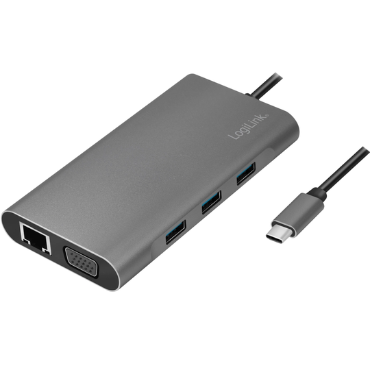 LogiLink USB-C-docka 10-i-1 HDMI/VGA/RJ45/SD m.m. 100W