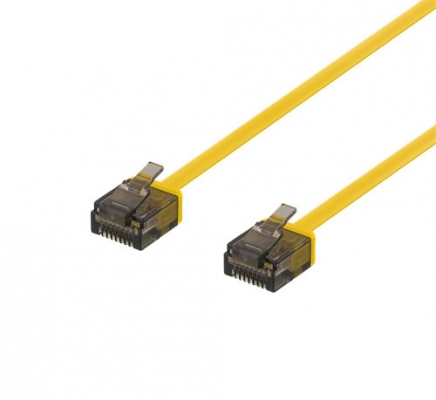 Cat6a U/UTP Nätverkskabel platt RJ45 gul 500MHz 1M