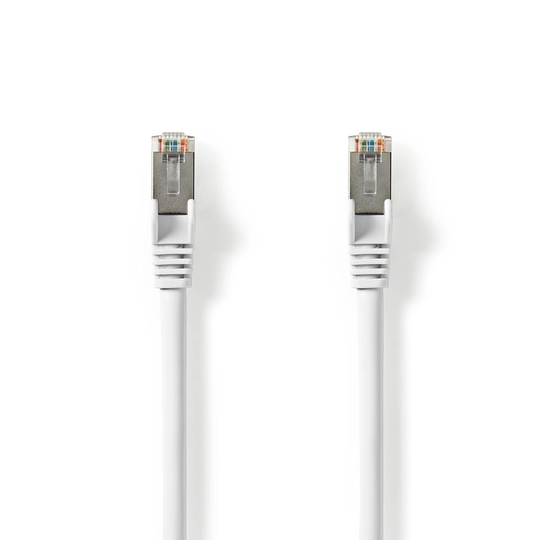 Cat 8.1 kabel | S/FTP | RJ45 hane | RJ45 hane | 1.00 m | Rund | LSZH | Vit | Plastpåse