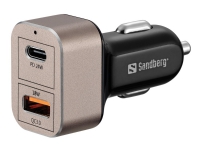 Sandberg billaddare 1xQC3.0+1xUSBC 20W
